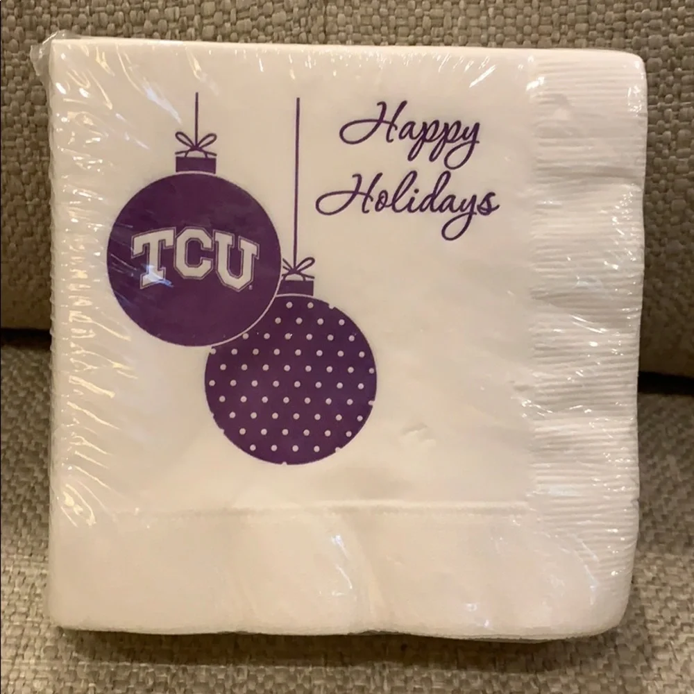 100 Embossed TCU Happy Holidays Christmas Napkins